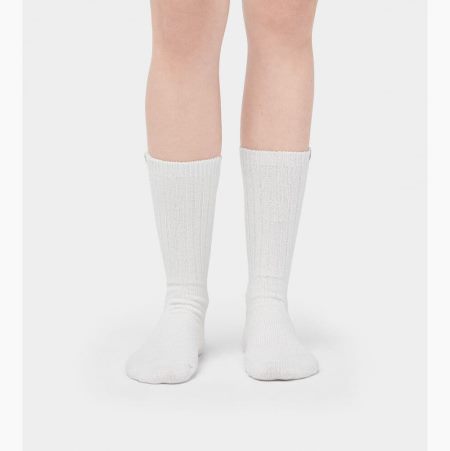 UGG Rib Knit Slouchy Crew White Socks for Women (GLWD95302)